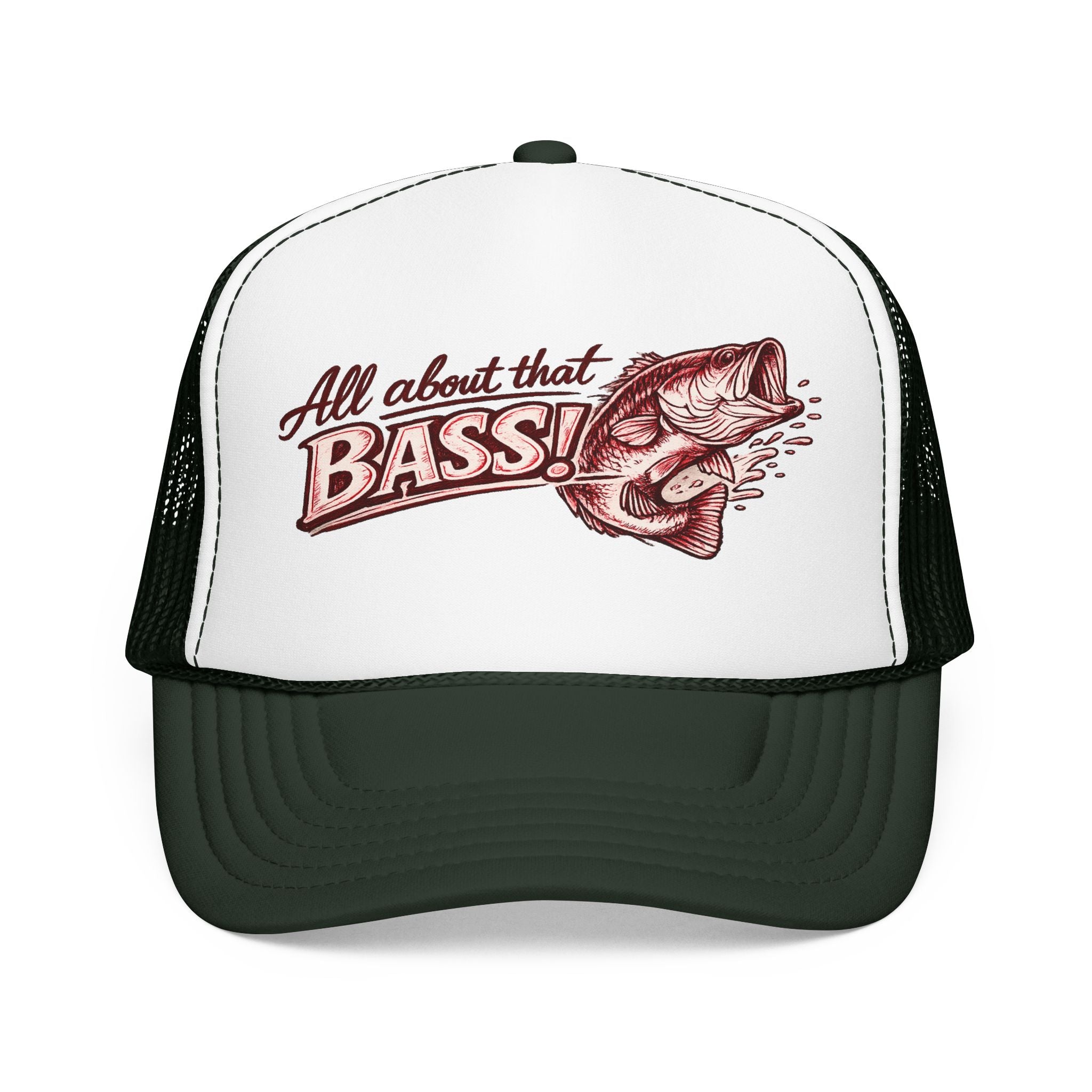 All About That Bass fishing graphic Foam Trucker Hat | Bass Fish Cap
