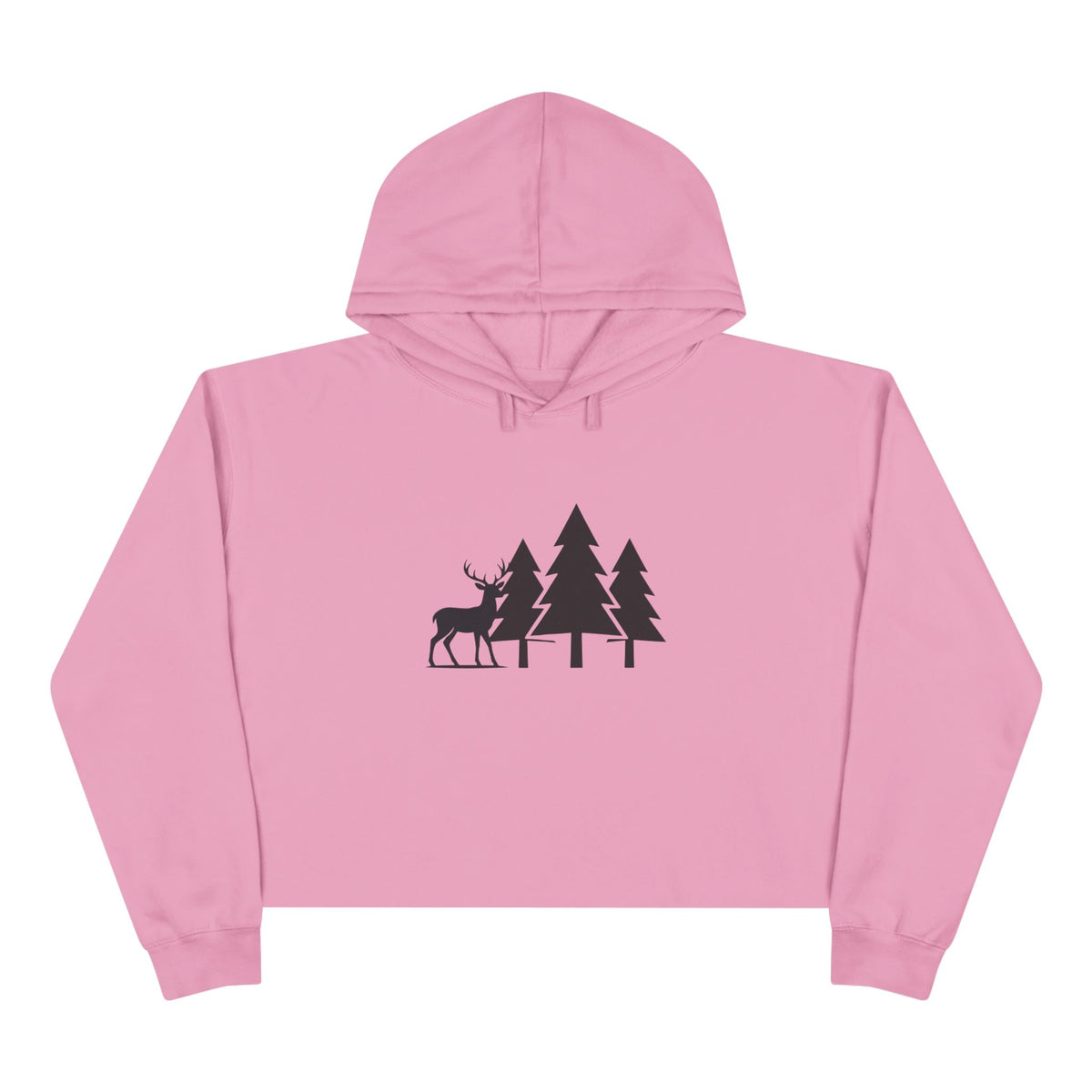 Cropped Hoodie — Minimal Forest Deer Silhouette