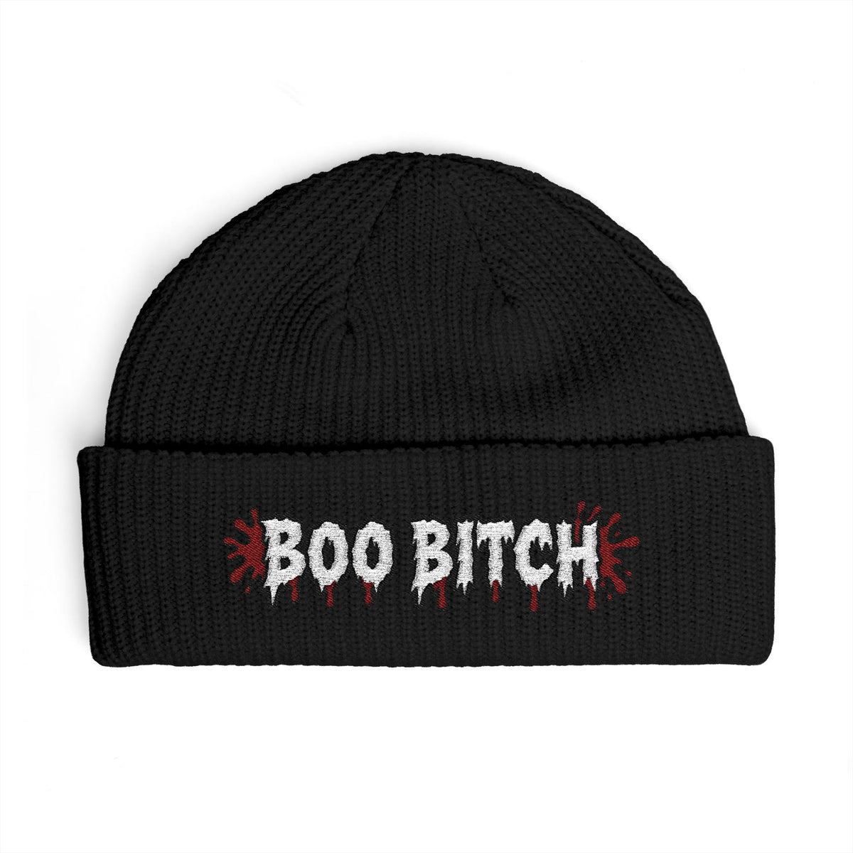 Boo Bitch Cuff Beanie — Spooky Halloween Knit Hat
