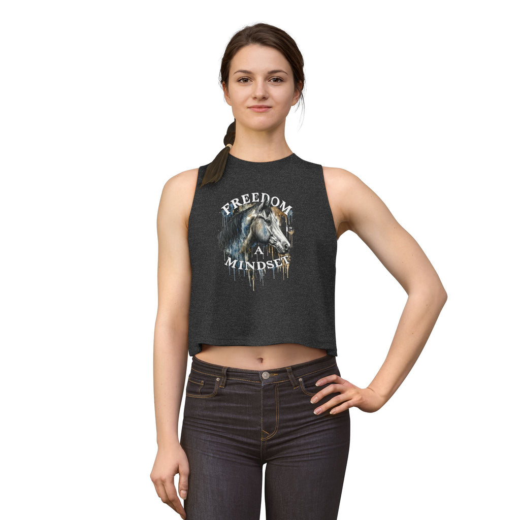 Freedom Is a Mindset horse illustration Crop Top | Watercolor horse tank