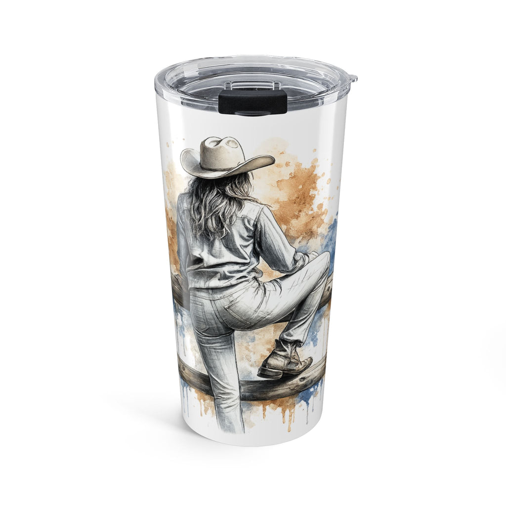 Cowgirl Sketch Tumbler 20oz | Western Rodeo Cowgirl Art Drinkware