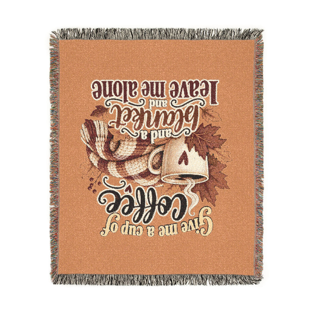 Woven Blanket — Cozy Coffee & Nature Throw Blanket (Give me a cup of coffee, please don't leave me alone)