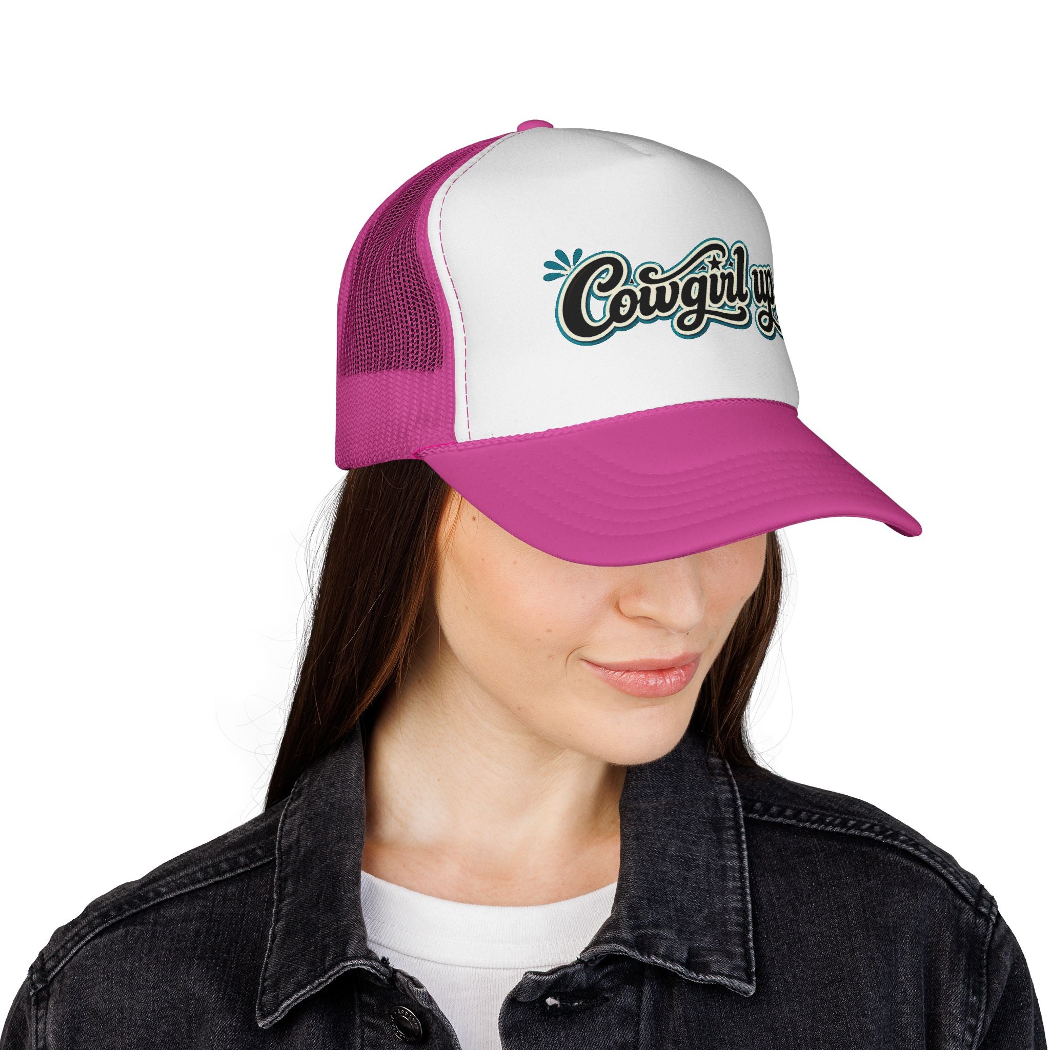 Cowgirl Up Trucker Cap — Retro Western Mesh Hat