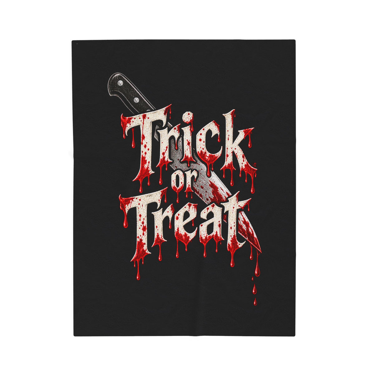Halloween Trick or Treat Plush Blanket — Spooky Blood-Drip Velveteen Throw