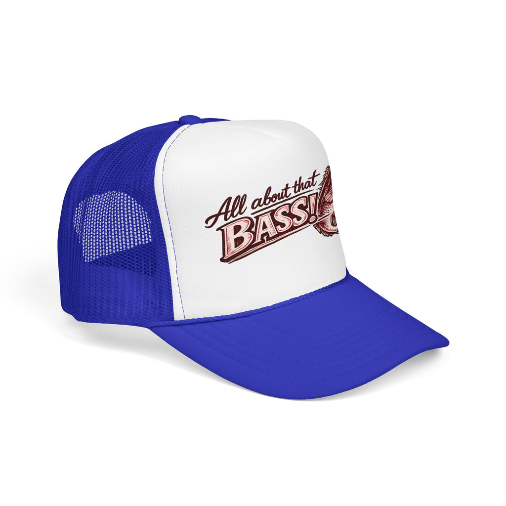 All About That Bass fishing graphic Foam Trucker Hat | Bass Fish Cap
