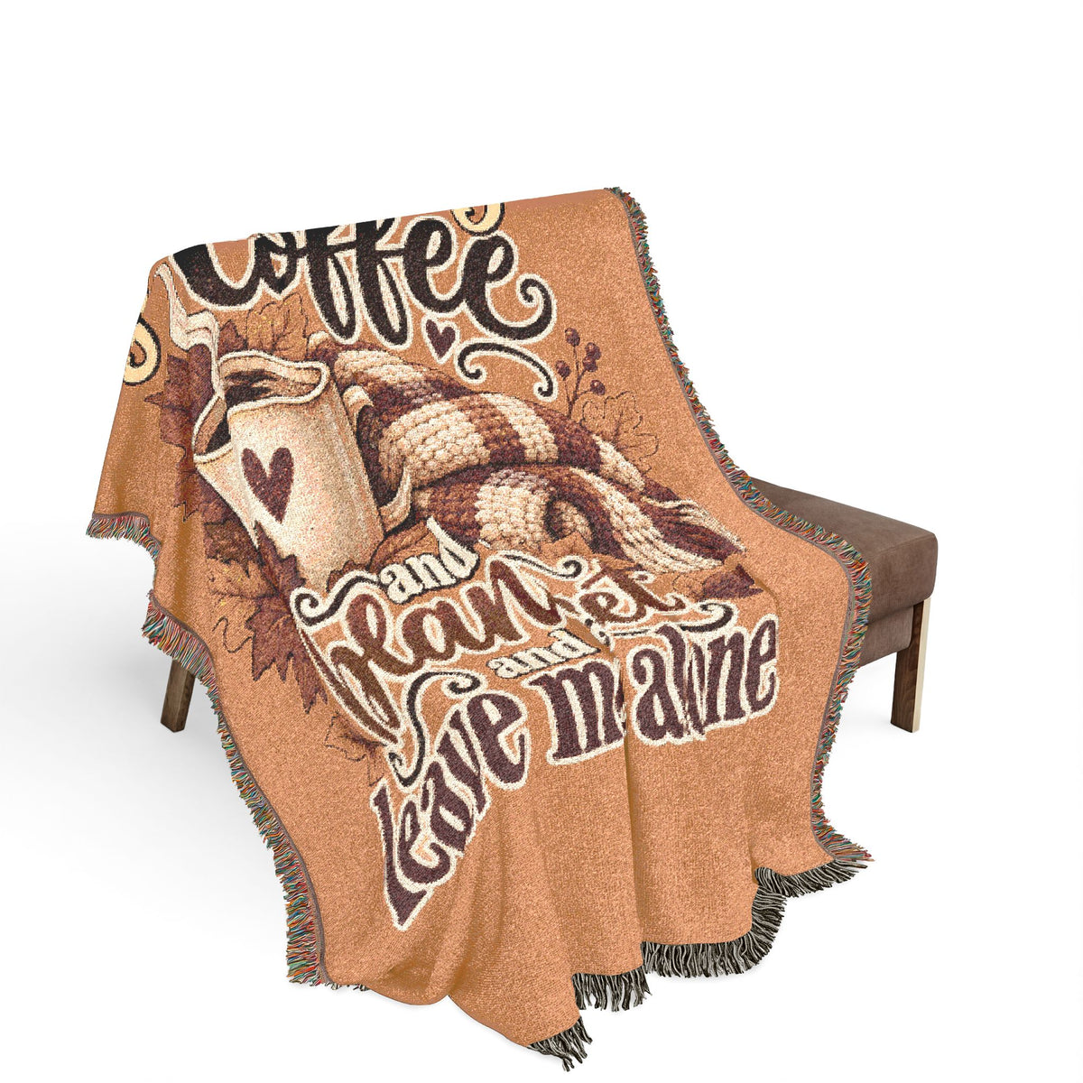 Woven Blanket — Cozy Coffee & Nature Throw Blanket (Give me a cup of coffee, please don't leave me alone)