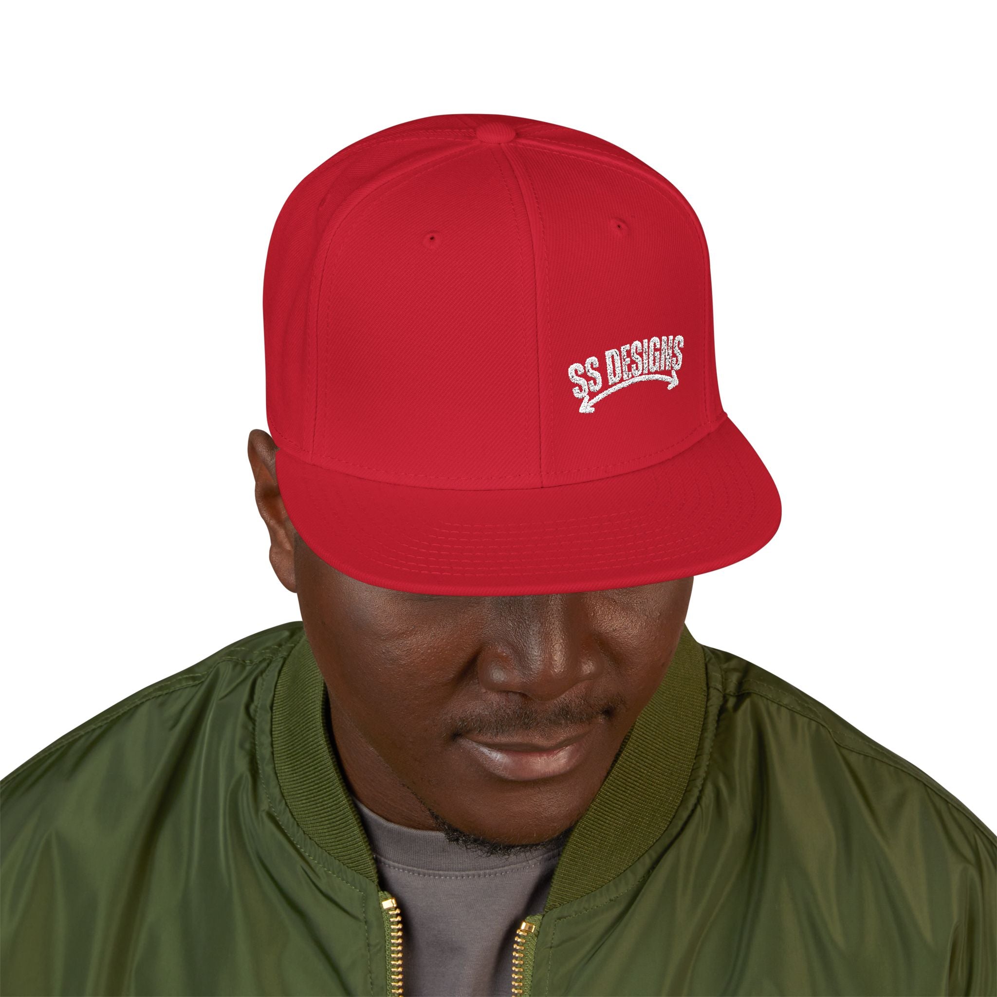 SS Designs embroidered snapback | black hat, embroidered logo