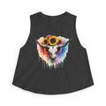 Sunflower Longhorn Skull Crop Top | Colorful Drip Boho Southwestern