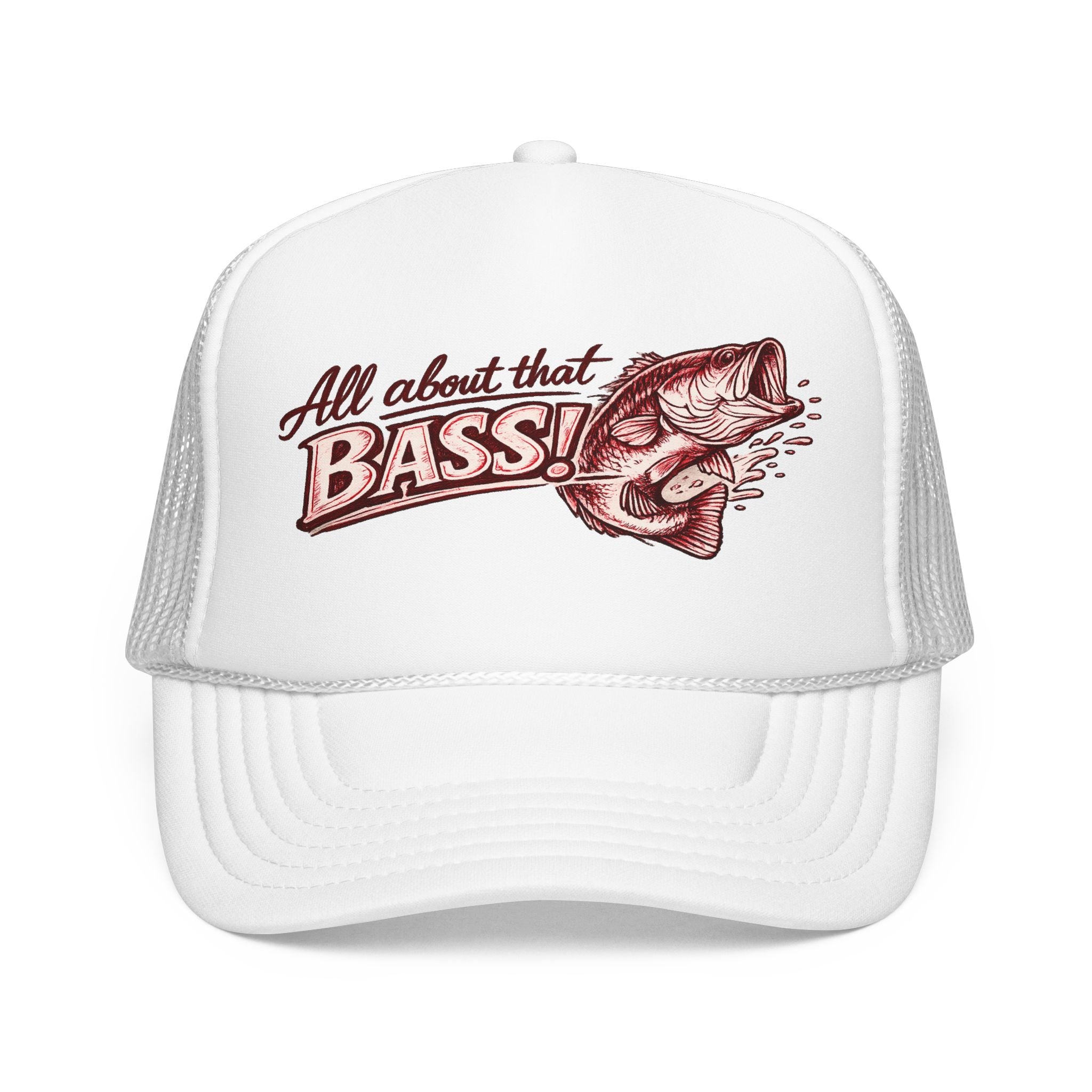 All About That Bass fishing graphic Foam Trucker Hat | Bass Fish Cap