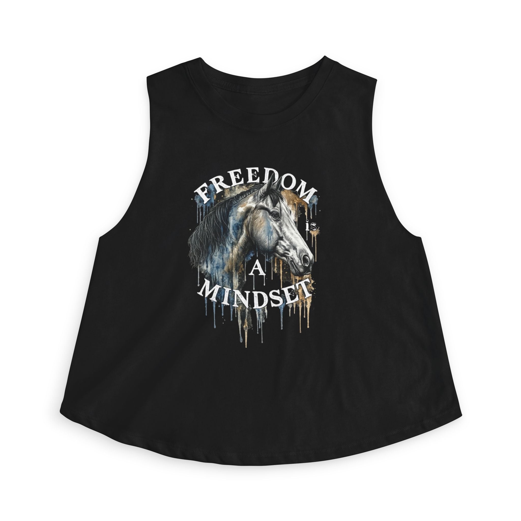 Freedom Is a Mindset horse illustration Crop Top | Watercolor horse tank
