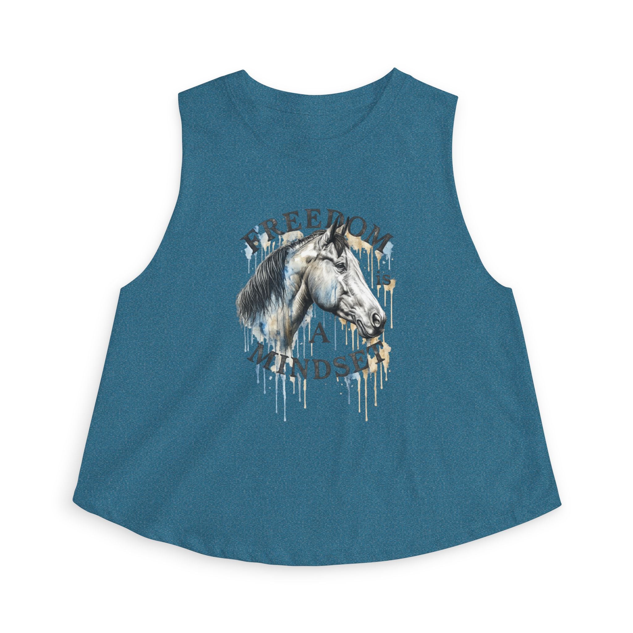 Freedom Is a Mindset horse illustration Crop Top | Watercolor horse tank