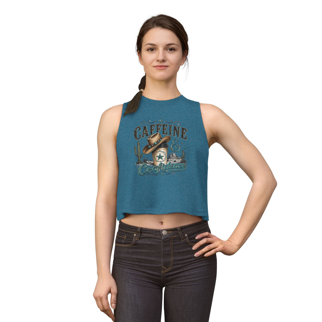Caffeine & Confidence Crop Top — Western Coffee Lover Tank
