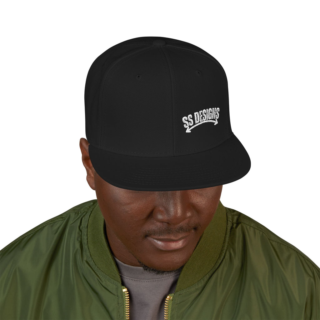 SS Designs embroidered snapback | black hat, embroidered logo
