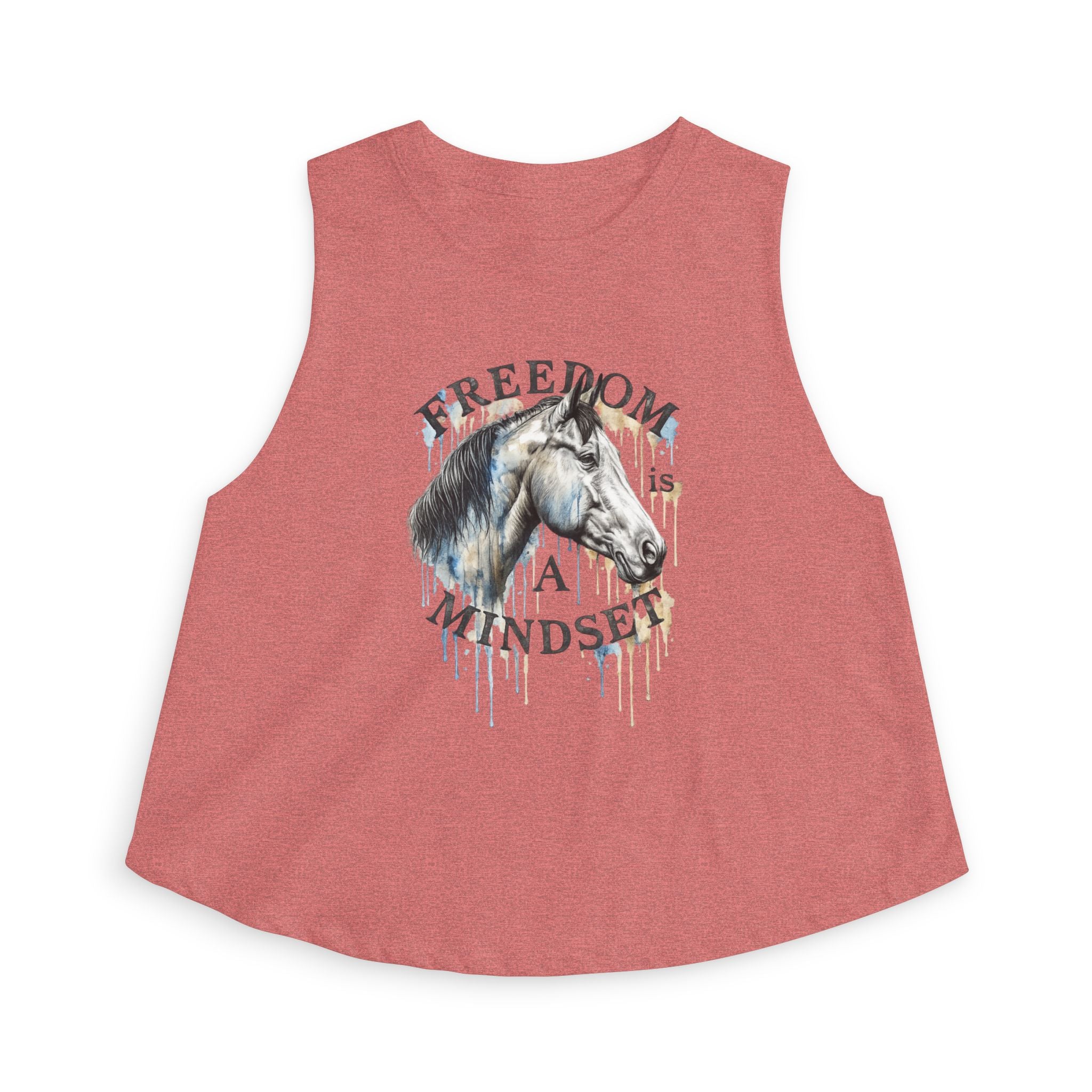 Freedom Is a Mindset horse illustration Crop Top | Watercolor horse tank