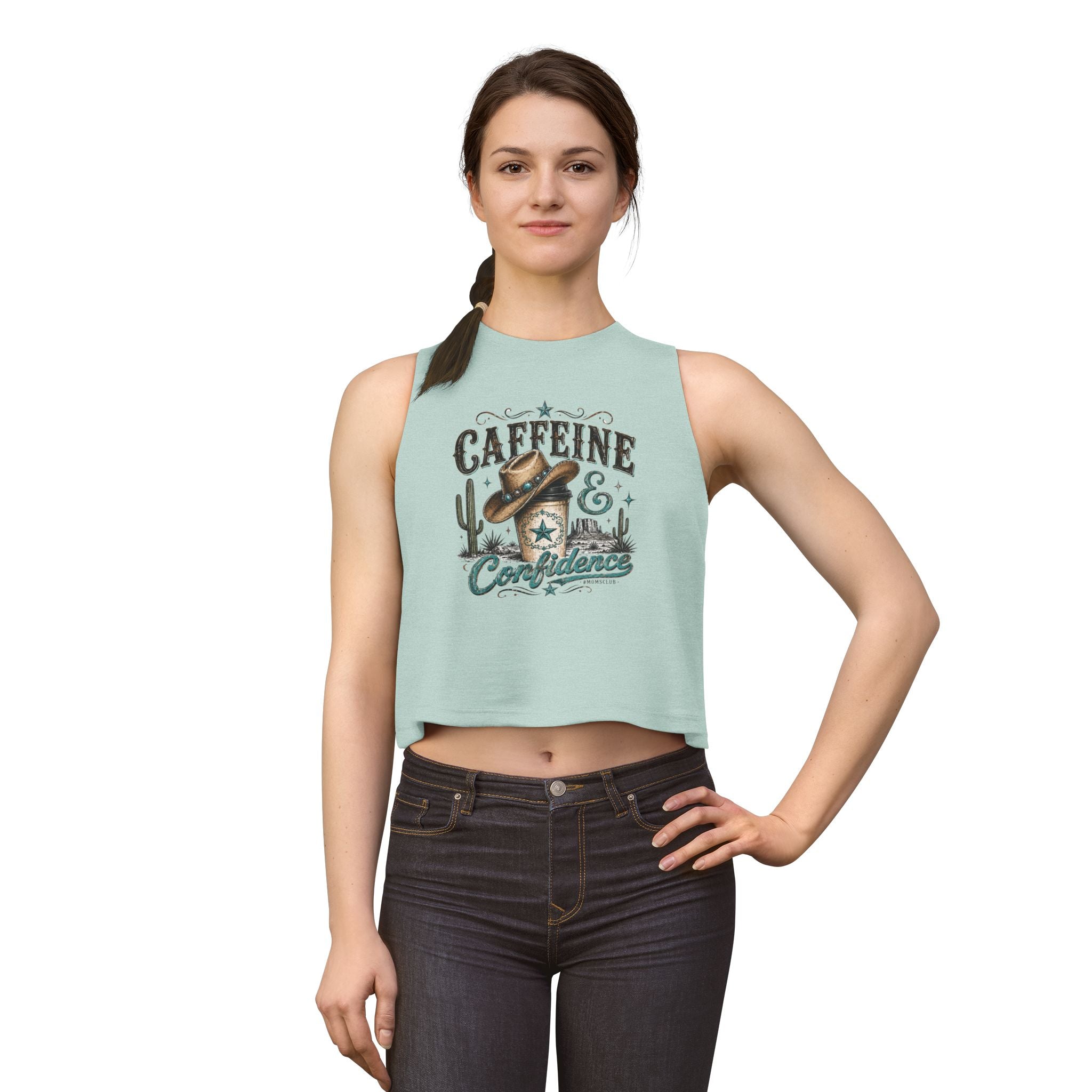 Caffeine & Confidence Crop Top — Western Coffee Lover Tank