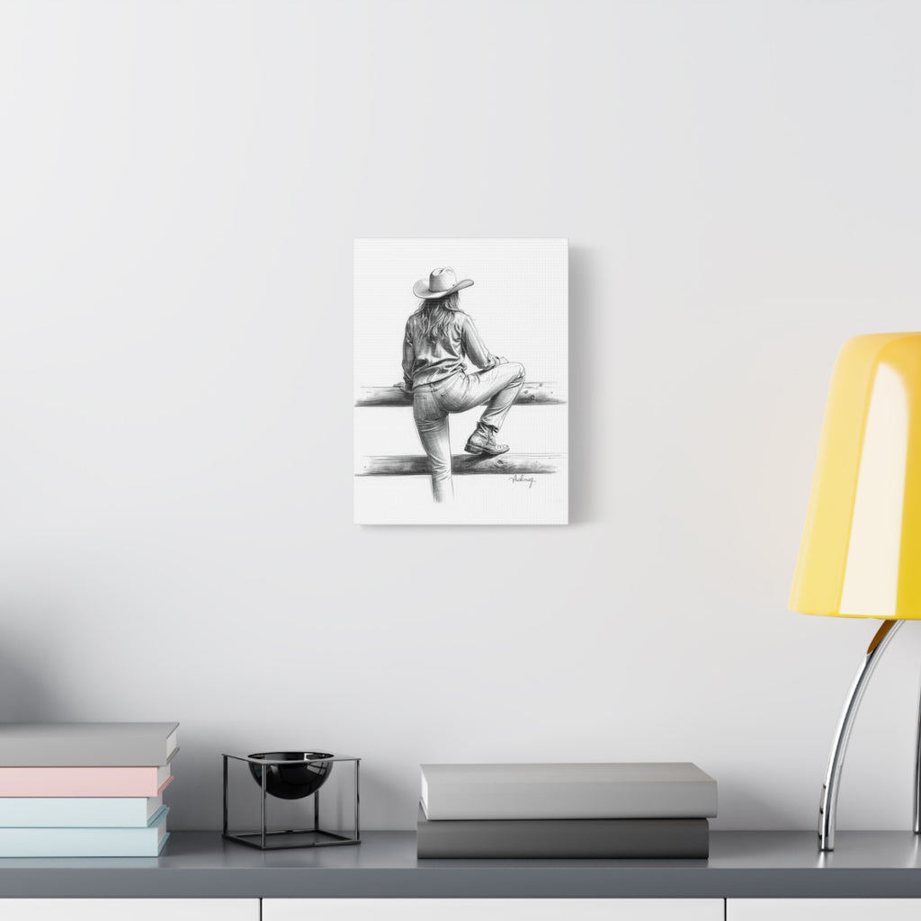 Cowgirl Sketch Canvas Print | Matte Stretched Wall Art