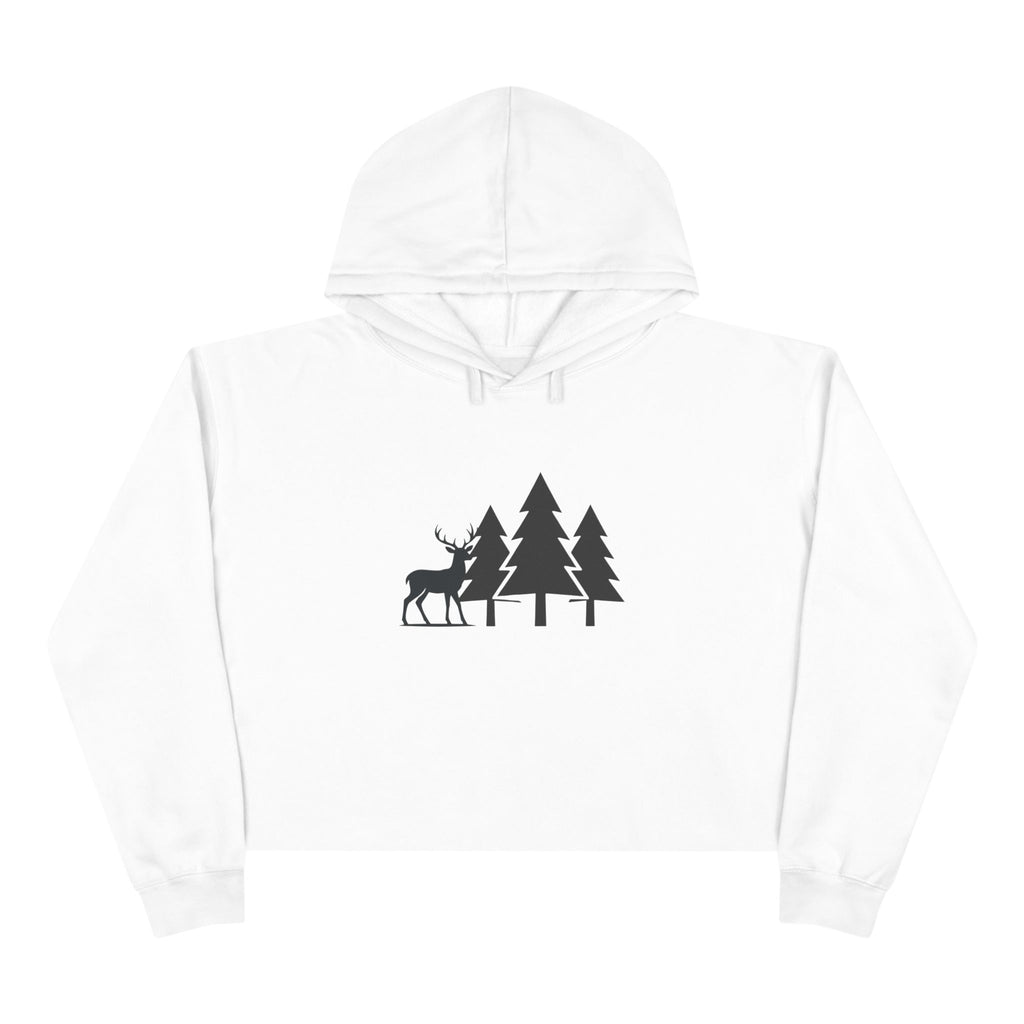 Cropped Hoodie — Minimal Forest Deer Silhouette