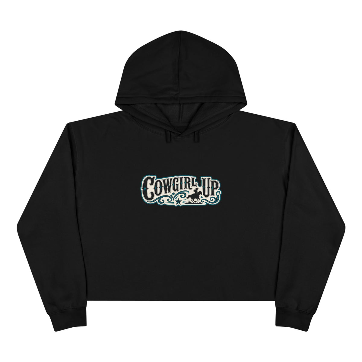 Cowgirl Up Crop Hoodie — Western Graphic Cropped Sweatshirt