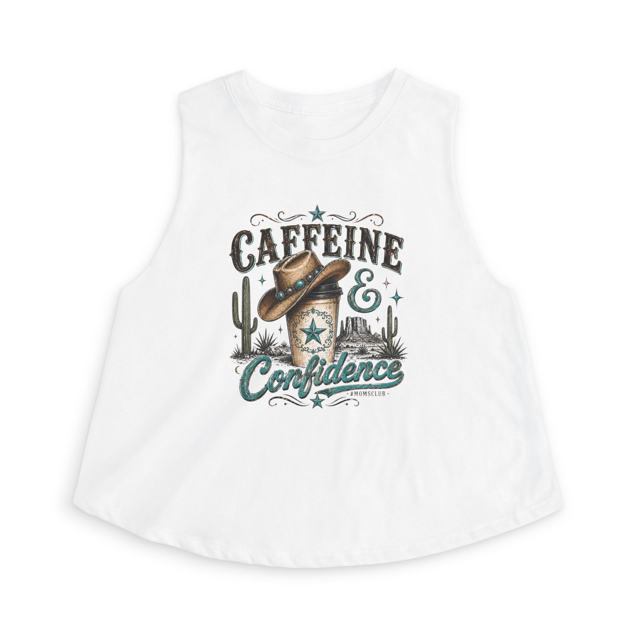 Caffeine & Confidence Crop Top — Western Coffee Lover Tank