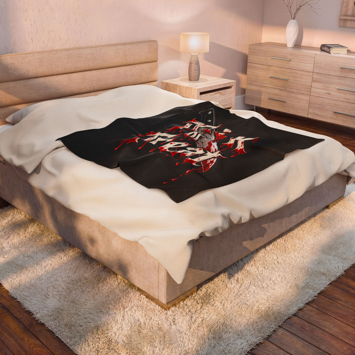 Halloween Trick or Treat Plush Blanket — Spooky Blood-Drip Velveteen Throw