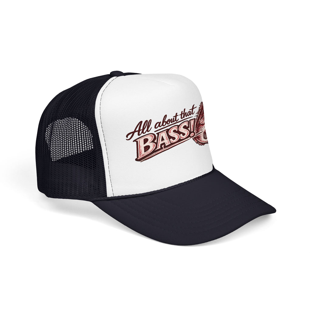 All About That Bass fishing graphic Foam Trucker Hat | Bass Fish Cap