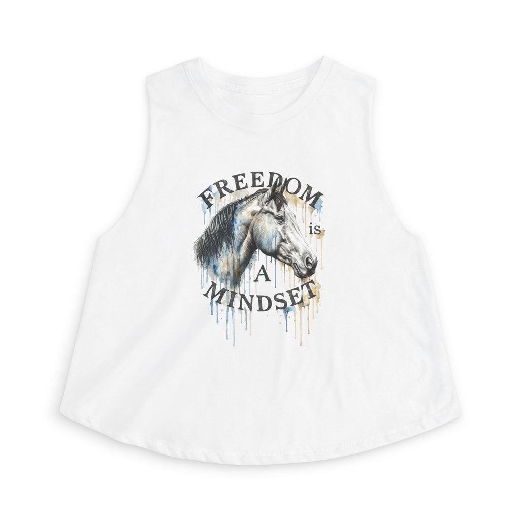 Freedom Is a Mindset horse illustration Crop Top | Watercolor horse tank