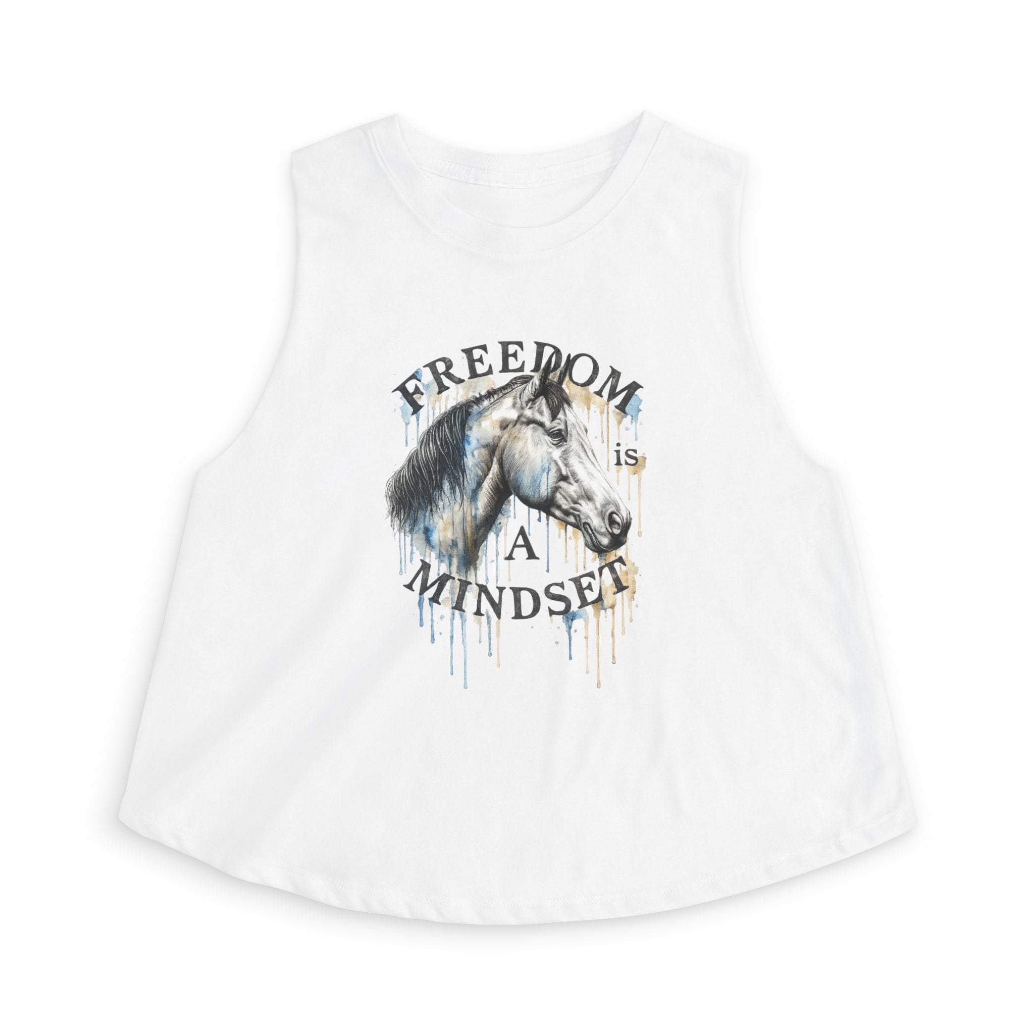 Freedom Is a Mindset horse illustration Crop Top | Watercolor horse tank