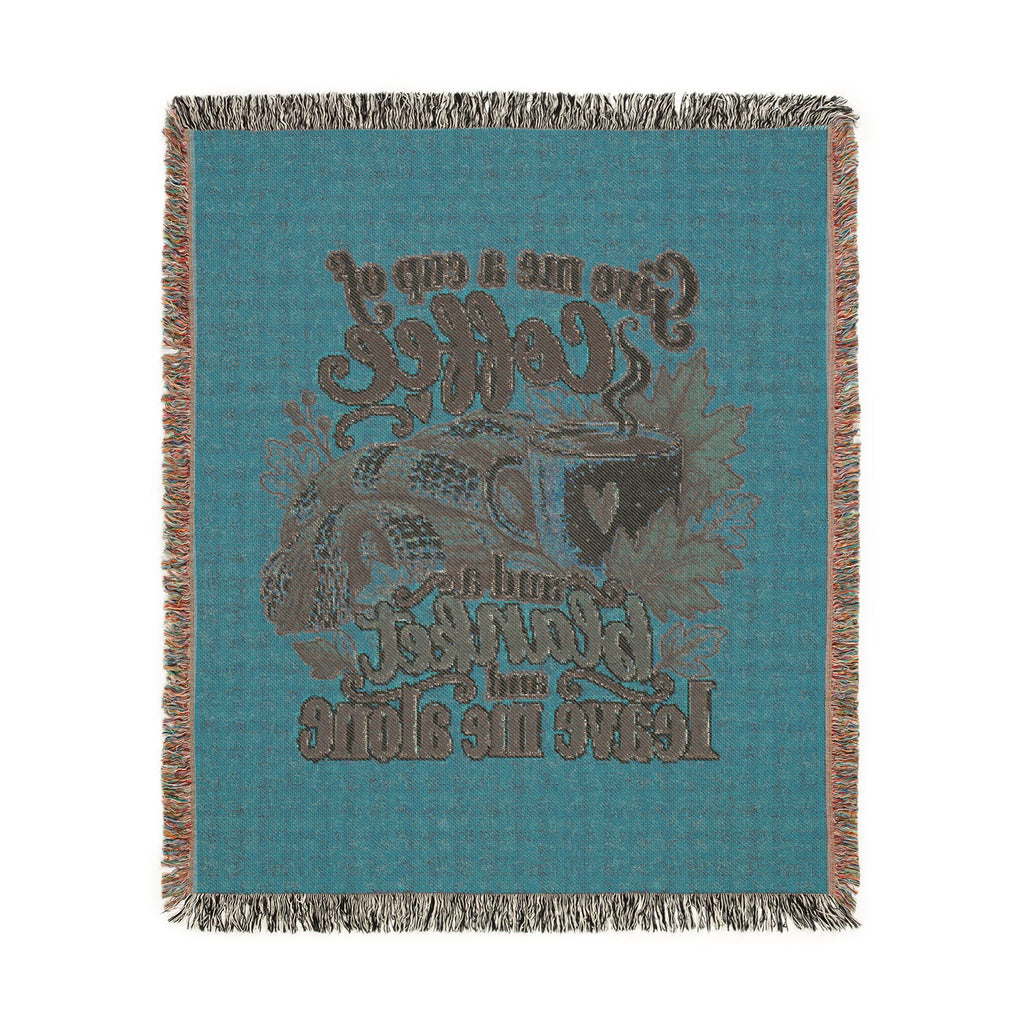 Woven Blanket — Cozy Coffee & Nature Throw Blanket (Give me a cup of coffee, please don't leave me alone)