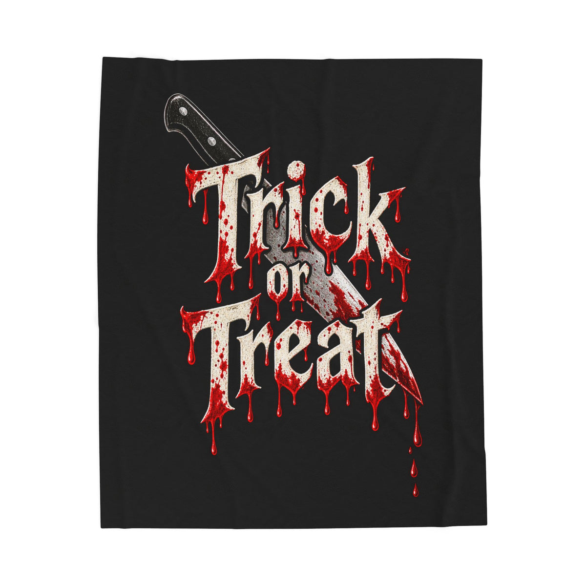Halloween Trick or Treat Plush Blanket — Spooky Blood-Drip Velveteen Throw