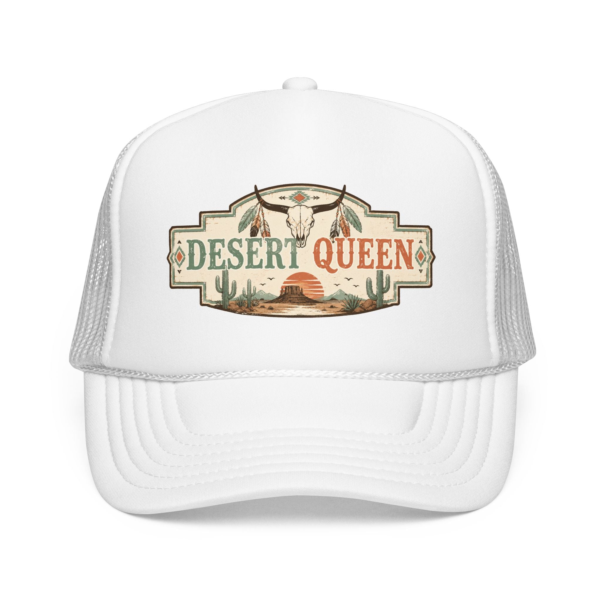 Desert Queen Trucker Hat – Western Sun & Cactus Foam Cap