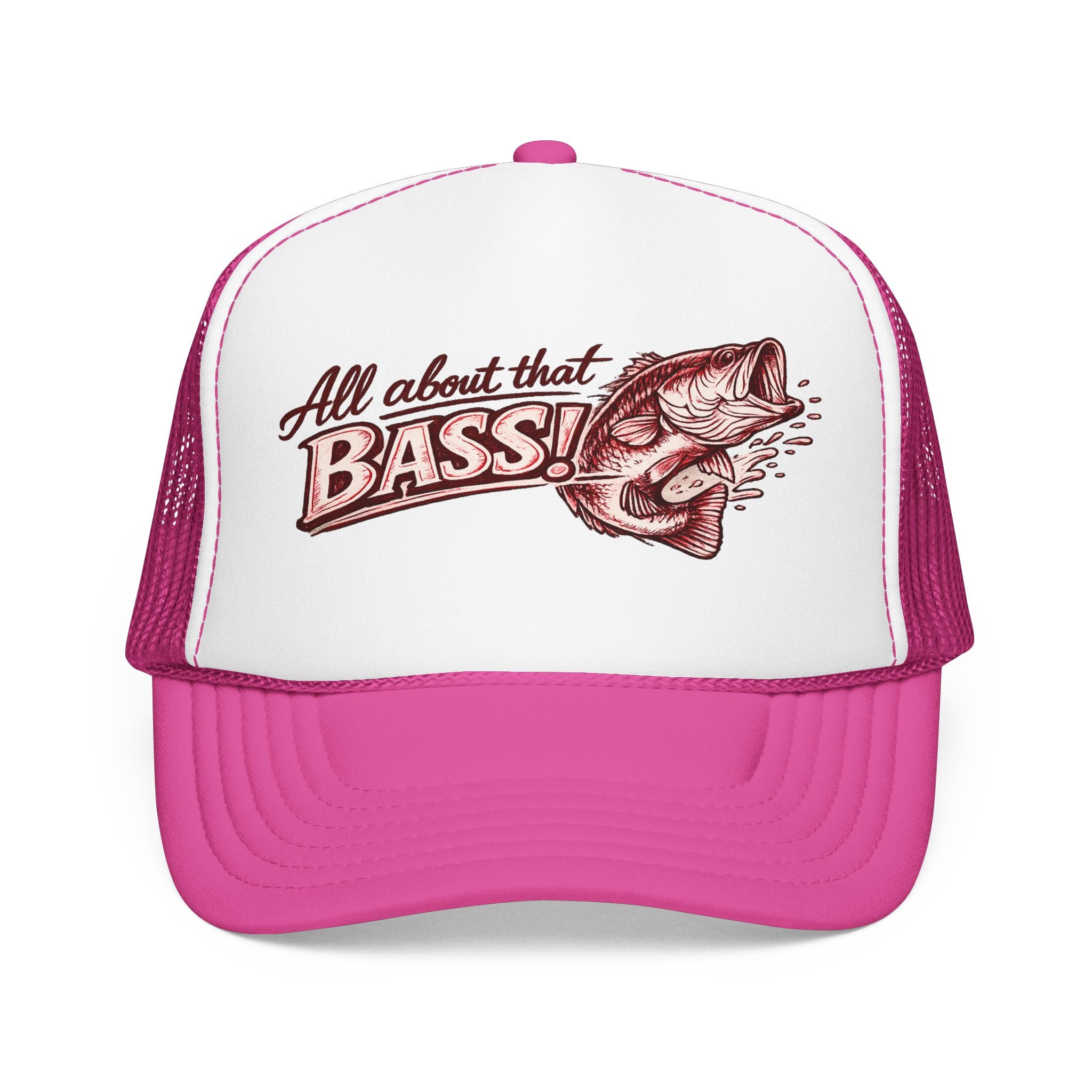 All About That Bass fishing graphic Foam Trucker Hat | Bass Fish Cap