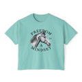 Freedom Is a Mindset horse illustration Tee | Boxy Crop Shirt