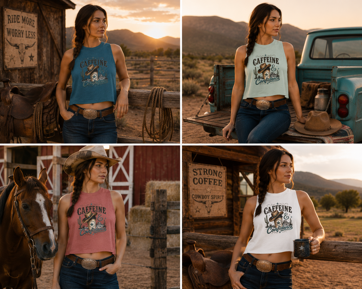 Caffeine & Confidence Crop Top — Western Coffee Lover Tank