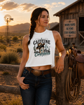 Caffeine & Confidence Crop Top — Western Coffee Lover Tank