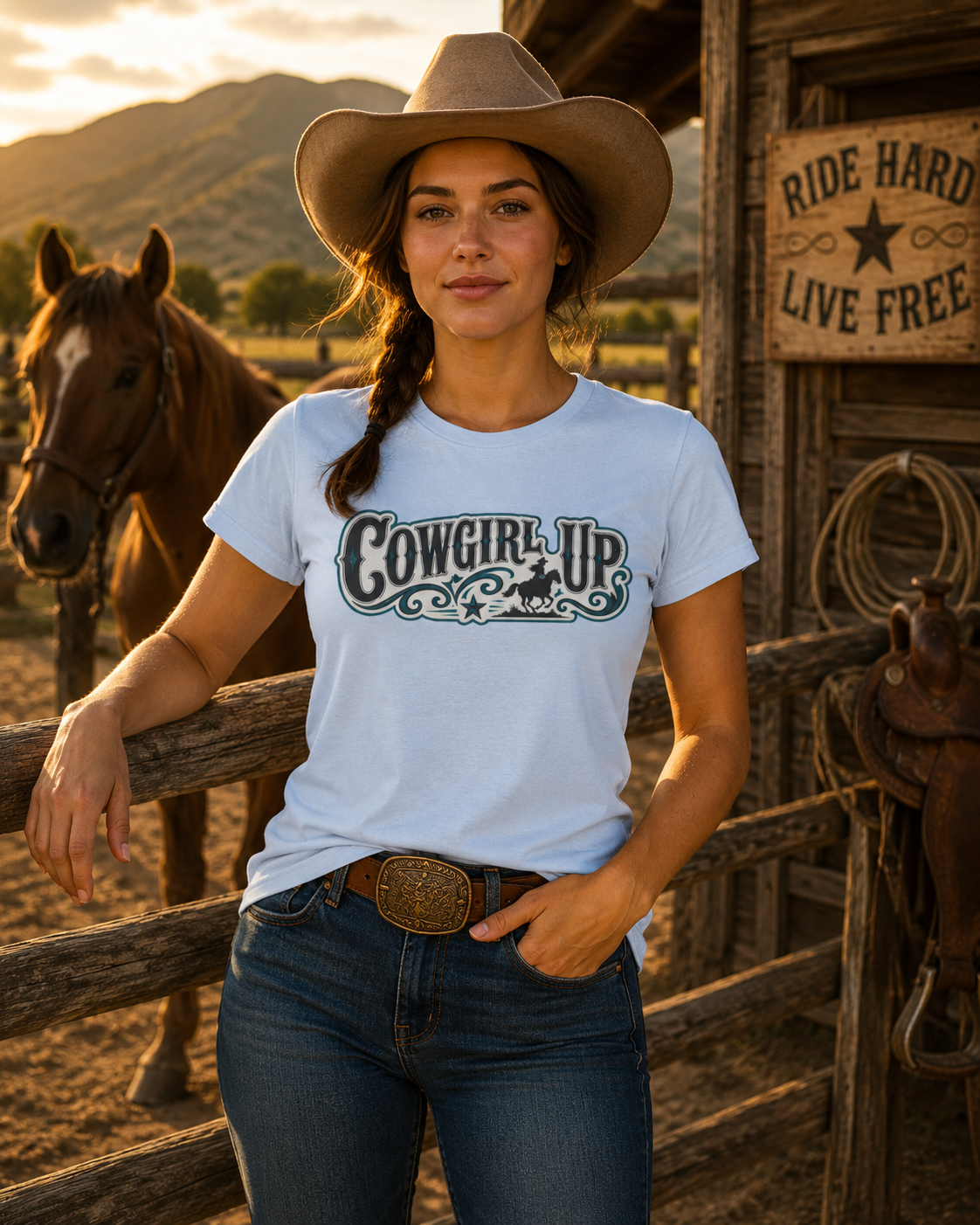 Cowgirl Up Graphic Tee — Women's Western Rodeo Shirt