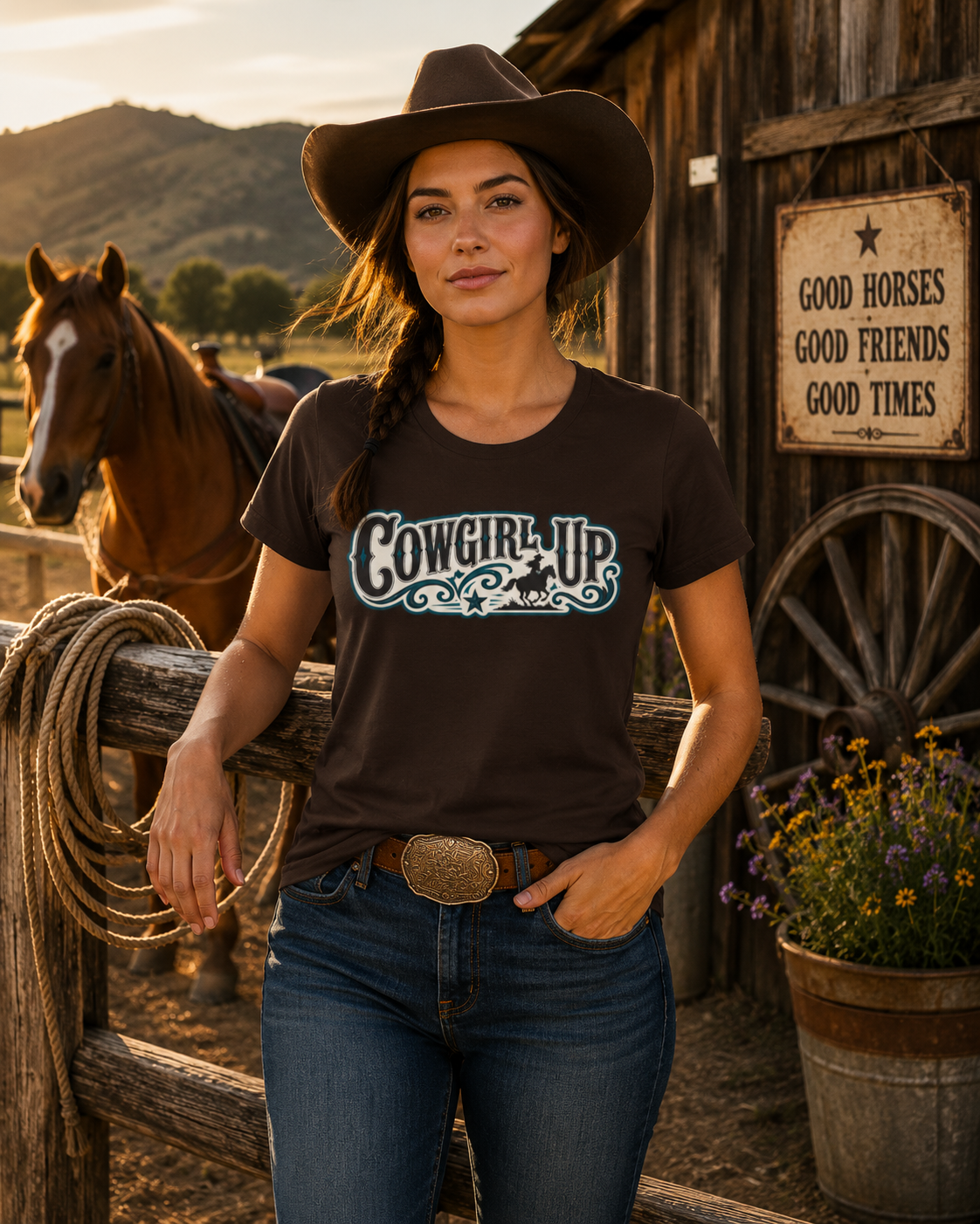 Cowgirl Up Graphic Tee — Women's Western Rodeo Shirt