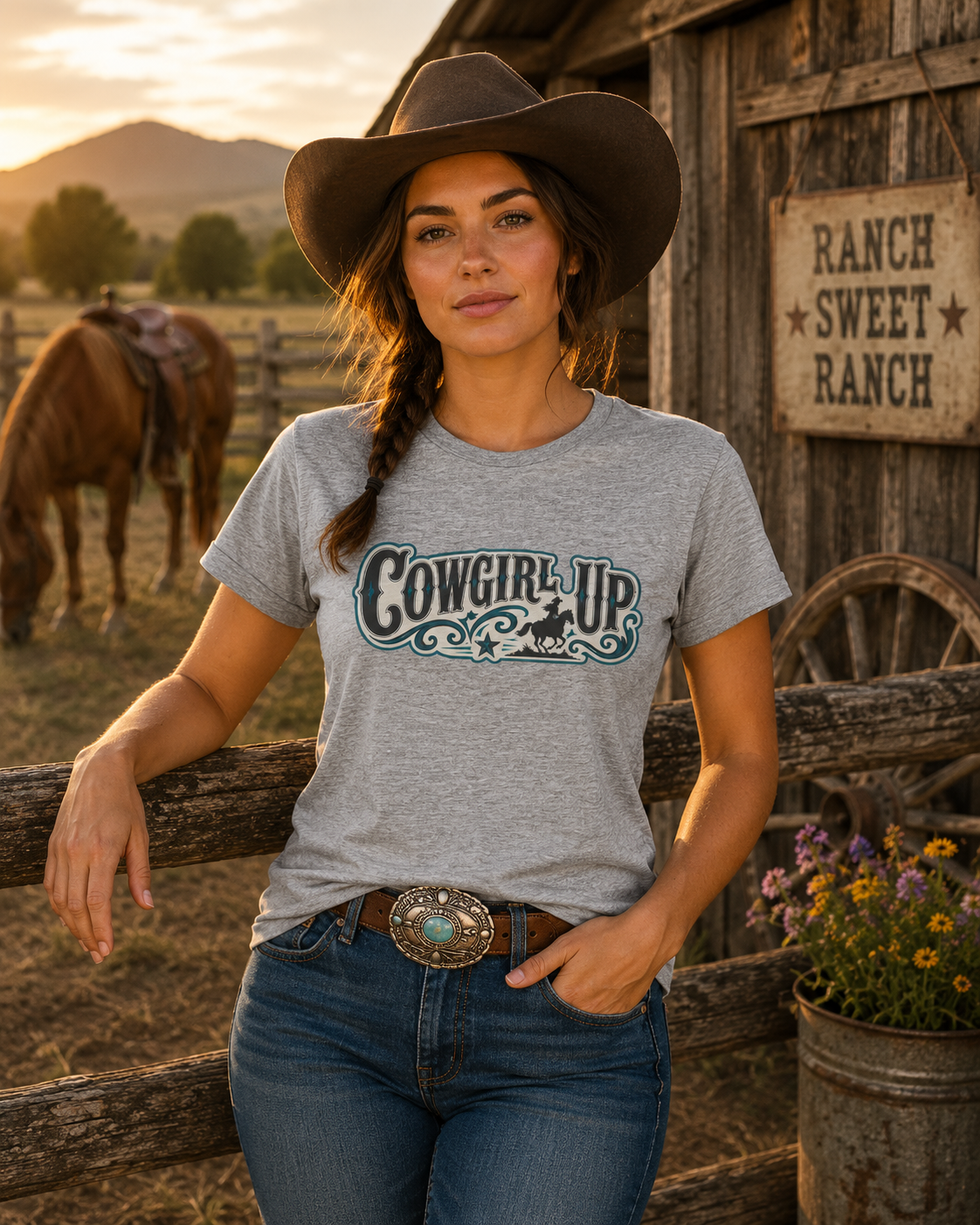 Cowgirl Up Graphic Tee — Women's Western Rodeo Shirt