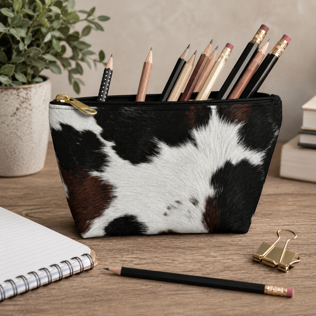 Brown Black Cowhide Print  Pouch | TBottom Makeup Bag
