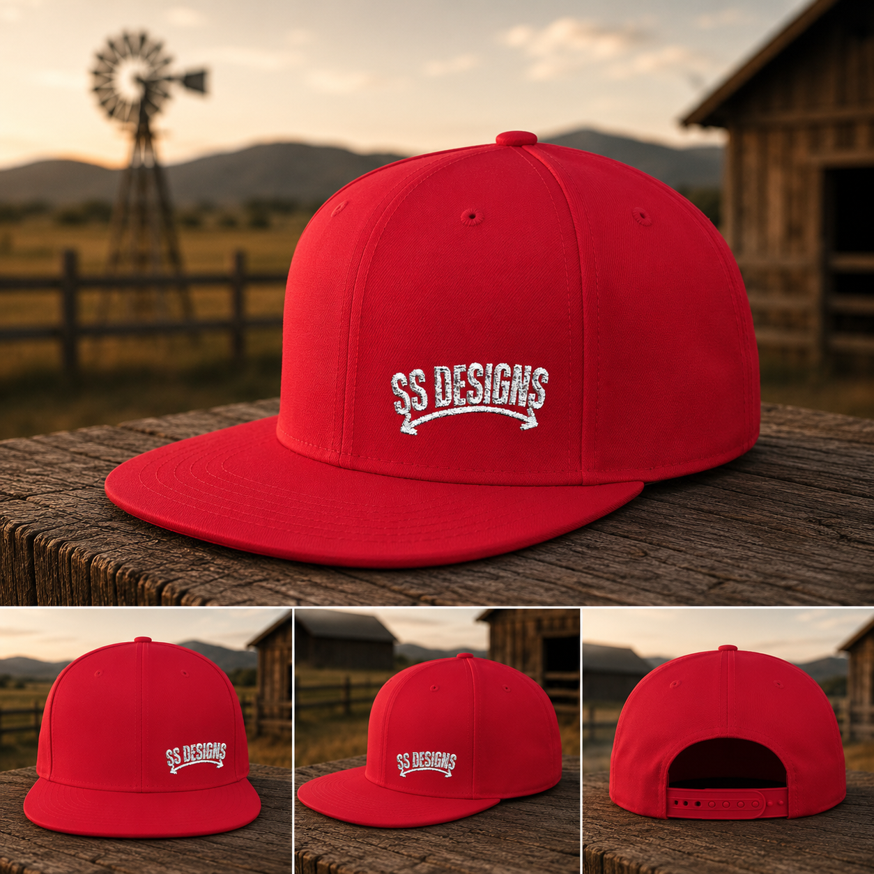 SS Designs embroidered snapback | black hat, embroidered logo