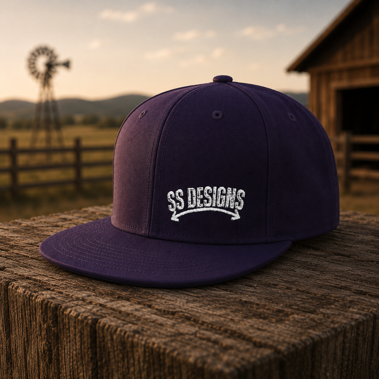 SS Designs embroidered snapback | black hat, embroidered logo