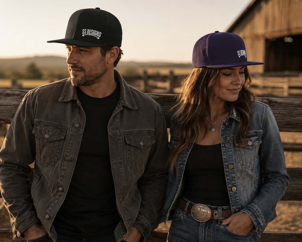 SS Designs embroidered snapback | black hat, embroidered logo