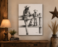 Cowgirl and Child Sketch Canvas