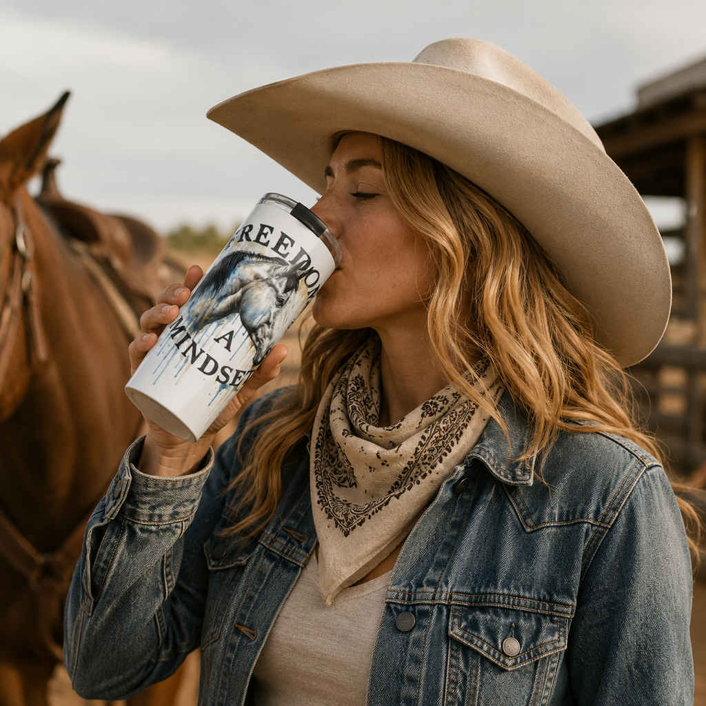 Freedom Mindset Horse Tumbler | 20oz Stainless Travel Cup