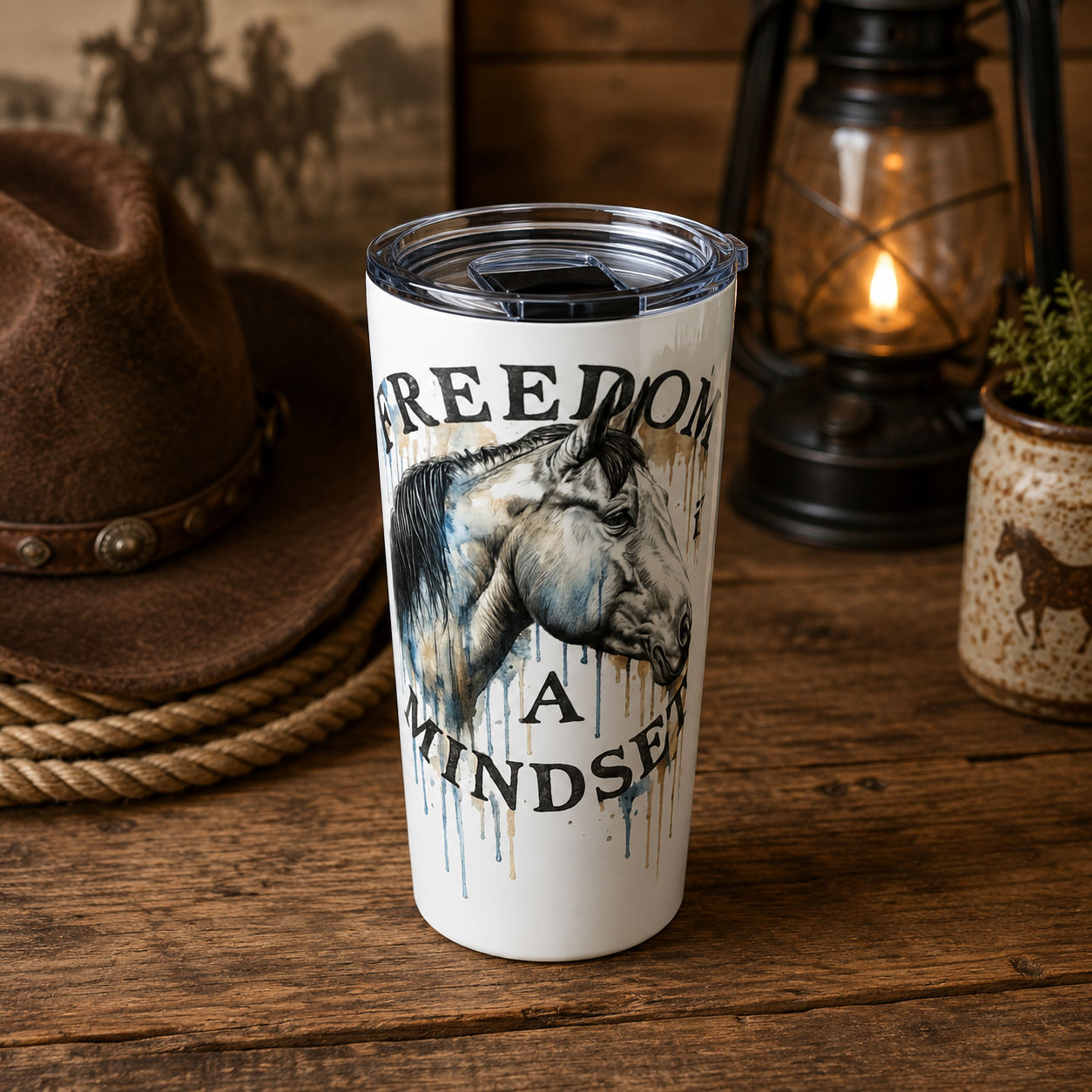 Freedom Mindset Horse Tumbler | 20oz Stainless Travel Cup