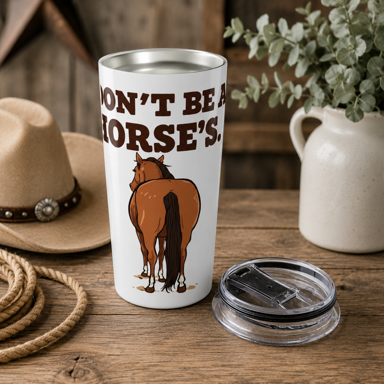 Dont Be a Horses Rear Tumbler | Funny Horse Butt 20oz Travel Cup