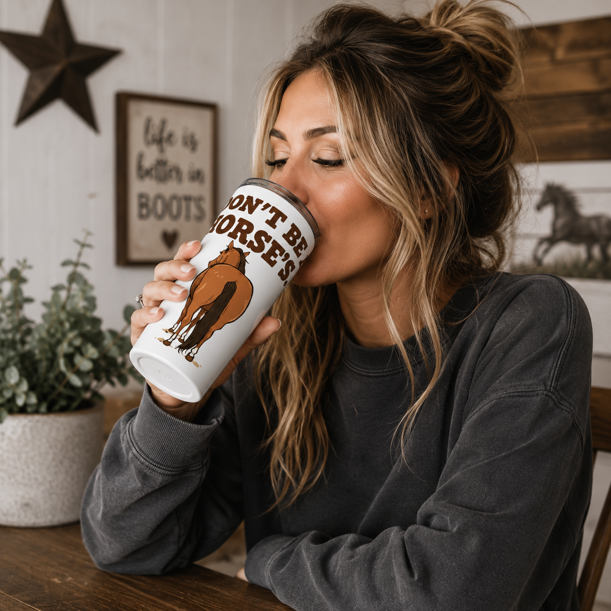 Dont Be a Horses Rear Tumbler | Funny Horse Butt 20oz Travel Cup