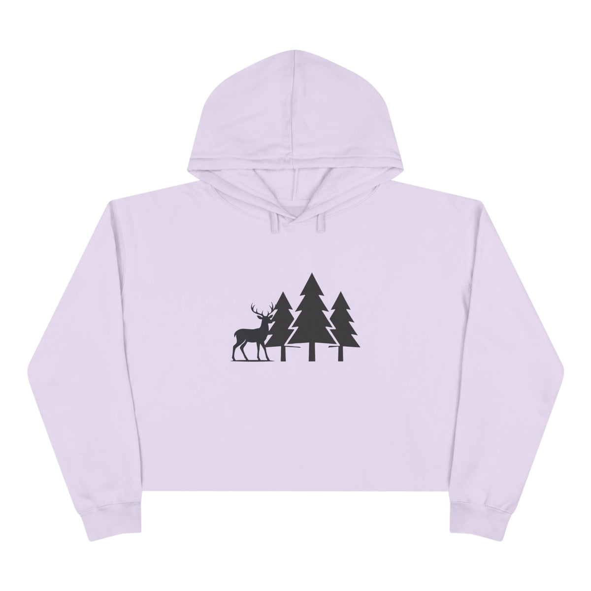 Cropped Hoodie — Minimal Forest Deer Silhouette