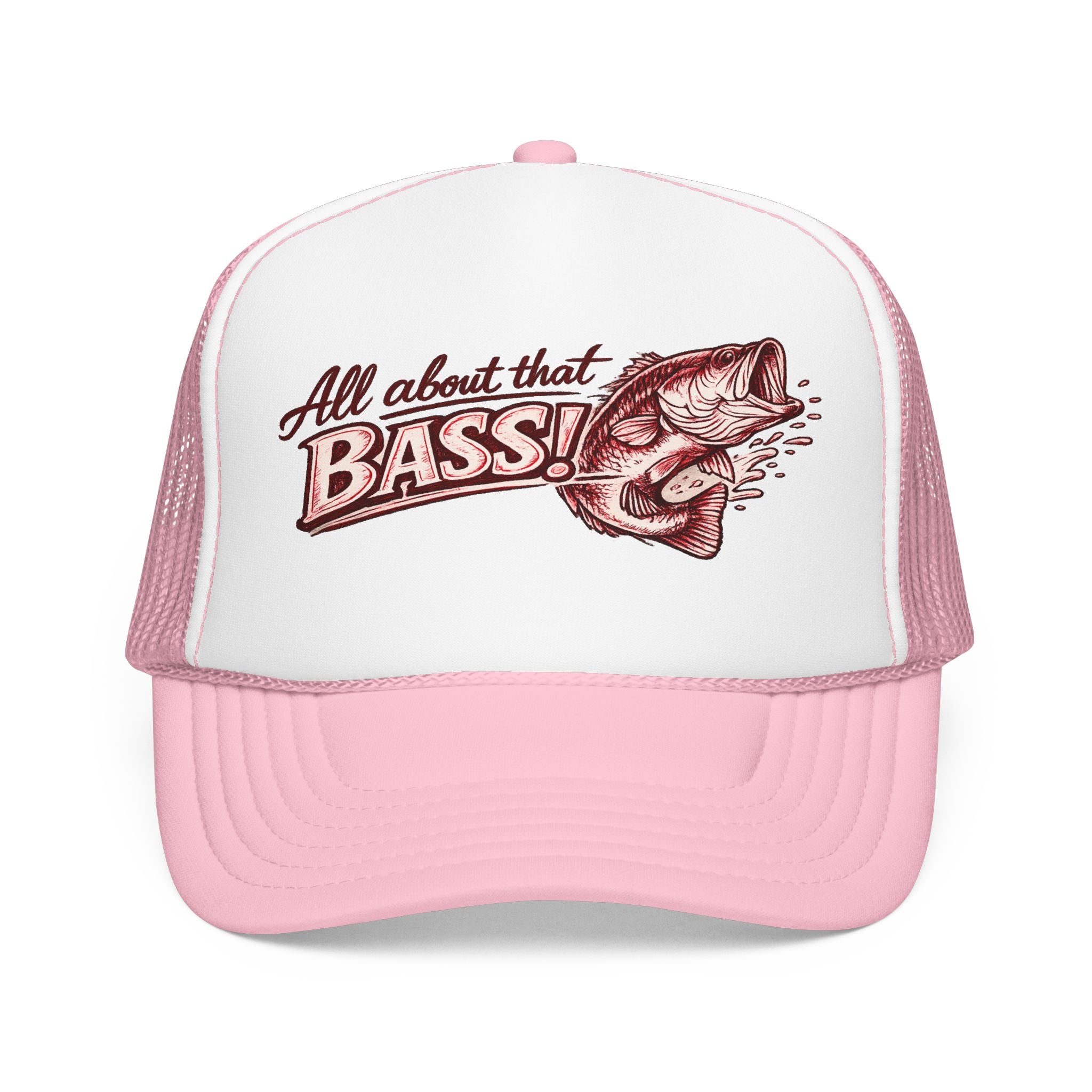 All About That Bass fishing graphic Foam Trucker Hat | Bass Fish Cap