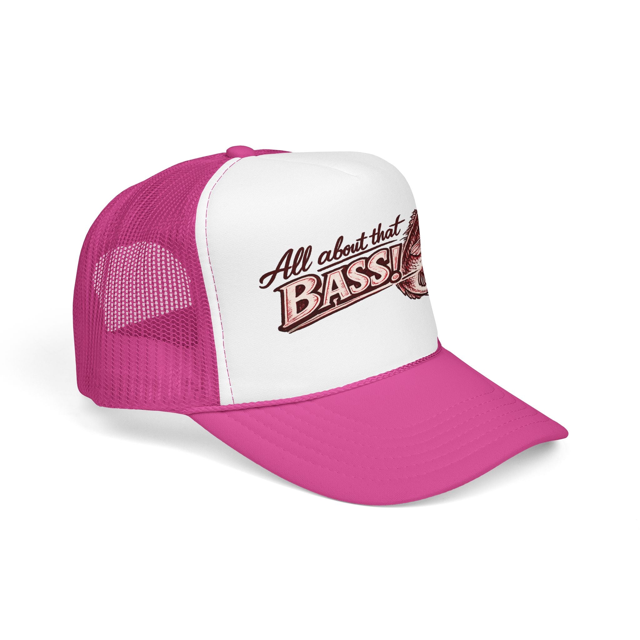 All About That Bass fishing graphic Foam Trucker Hat | Bass Fish Cap