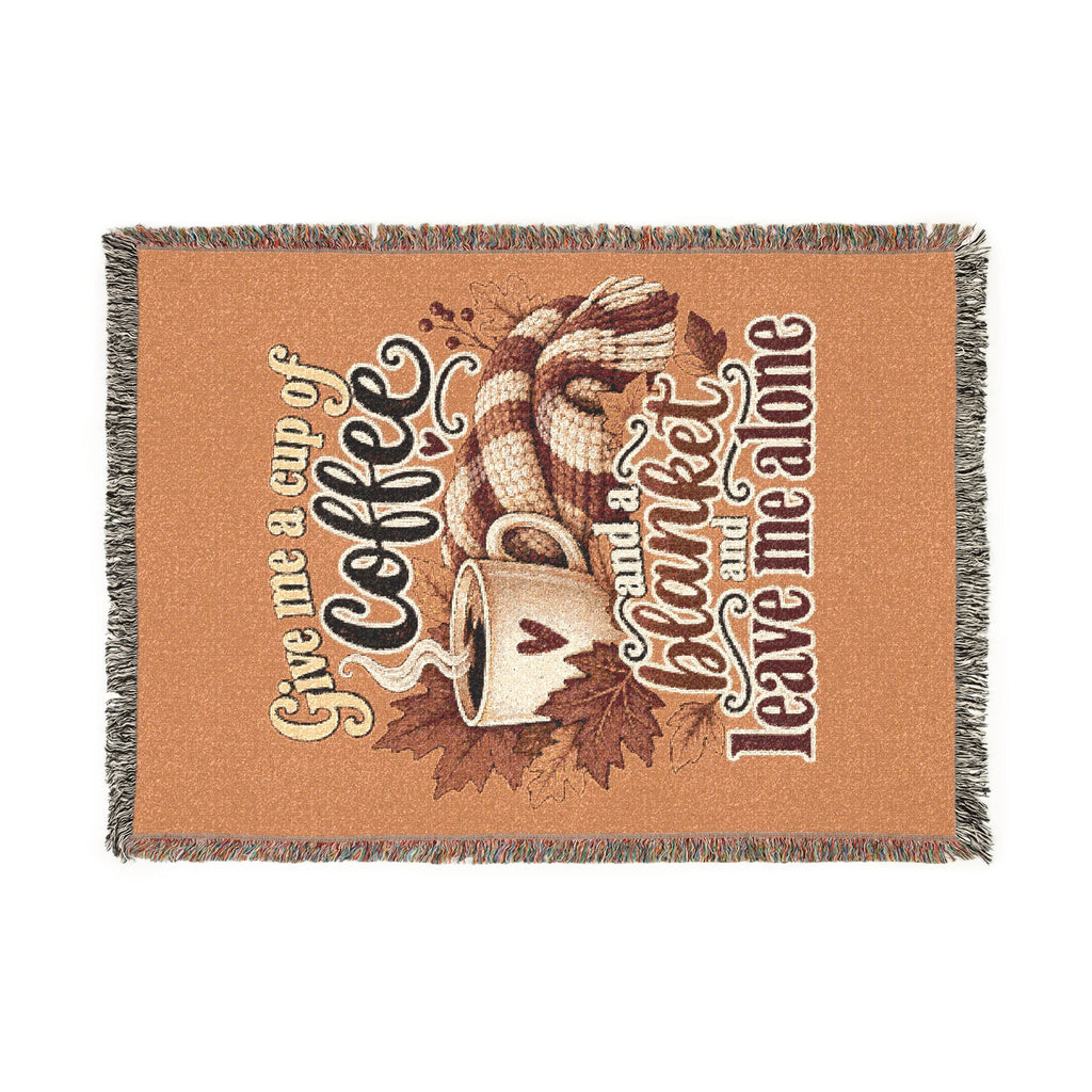 Woven Blanket — Cozy Coffee & Nature Throw Blanket (Give me a cup of coffee, please don't leave me alone)